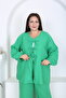 طقم نسائي أخضر مقاس كبير (الجزء السفلي والعلوي) - 3