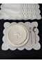 6 Pieces Linen Silver Color Double Wavy Cloud Embroidered Placemat/Supla - 3
