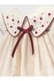 Baby Girl Peter Pan Collar Elegant Dress with Red Bow and Floral Detail 2-Piece with Bandana - 7