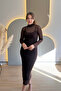 Elegant Brown Tulle Dress with High Collar Lining - 3