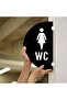 Wc - Women's Double-Sided - Side Mounted Directional Sign 18X30Cm - Black Plexiglass