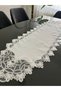 French Lace Linen Gardenia Luxury Runner - 3