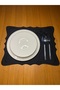 6 Pieces of Linen Black Color Crown Model Placemat/Supla - 2