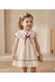 Baby Girl Peter Pan Collar Elegant Dress with Red Bow and Floral Detail 2-Piece with Bandana - 4