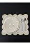6 Pieces of Linen Gold Color Double Wavy Cloud Embroidered Placemat/Supla - 2