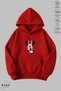 Women's Hoodie Long Sleeve Minnie Mouse Printed Hooded Oversized 100% Cotton Combed Cotton Sweatshirt - 5
