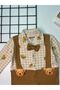 Baby Boy Shirt Collar Bow Tie Soft Teddy Bear Baby Romper - 2