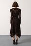 Women's Brown Lace Collar Detailed Flocked Asymmetrical Dress - 5
