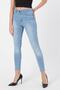 Women's High Waist Light Blue Straight Skinny Jeans - 5