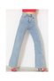 Extra High Waist Loose Leg Blue Snow Wash Women's Jeans - 3