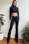 Gold Ikon Spanish Flare Leg Jeans Fade Black Spanish Jeans High Waist Denim Trousers - 5