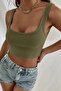 Women's Black and White Green Navy Blue Strappy Cropped Blouse