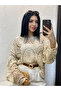 Women's Ecru Crochet Knitted Patterned Openwork Transparent Lace Knitwear Pinterest Blouse - 6
