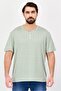 Men Henley Neck Short Sleeve Heather T-Shirt, Sage Green