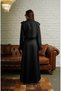 Women's Jacket-Skirt Set |   Padded Shirt Collar Buttoned Jacket Set |   Belt Detailed Maxi Skirt Set - 5