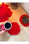 Lovely Linen Frilly Coaster Red - 3