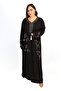 Black Jalabiya with Tassel & Horse Pattern Stone Detailing - 2