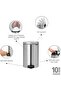 NewIcon Pedal Bin with Plastic Inner Bucket, 20 Litre, Matt Steel - 4
