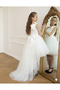 Girl's One-Shoulder Bow Detail White Dress with Tail, Girl's Graduation Dress - 2