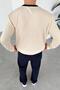 Cream Old Money 90's Slim Ribbed Oversize Long Sleeve T-Shirt - 5