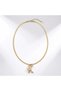 316L Tarnish Free Steel Colorful Zircon Stone Letter K Pendant Gold Color Women Antiallergic Necklace - 3