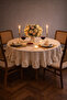 Ruffled Natural Raw Linen Round Tablecloth (140X140 cm) - 4