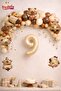 Boho Baby Teddy Bear 9 Lu Capybara Age Balloon Decoration Birthday Party Set Ornament