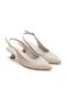 Women's Gold Pearl-Studded Thin Short Heeled Comfortable Stiletto - 3