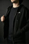 Black Zippered Hoodie Oversize Embossed Sweatshirt Cardigan - 5