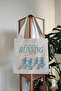 Retro Probably Running Late Printed Canvas Tote Bag with Velcro and Inner Pocket - 3