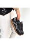 Mier Black Leather Lace-Up Sports Shoes - 4
