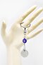 Navy Blue Glass Evil Eye Beaded Metal Ayet'El Kürsi Metal Keychain, Gift Evil Eye Keychain - 3