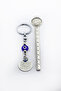 Navy Blue Glass Evil Eye Beaded Metal Ayet'El Kürsi Metal Keychain, Gift Evil Eye Keychain - 5