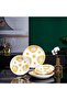 12-Piece Gold and White Floral Pattern Ceramic Dinnerware Set - 7
