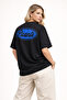 Unisex Women's and Men's Picante Blue Front and Back Printed Oversize Thick Fabric Relaxed Cut Cotton T-Shirt - 2