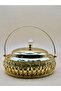 Golden Metal Jar with Basket – 6 Inch
