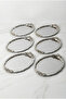 Azak Silver Set of 6 Stainless Steel Oval Coffee Serving Tray with Silver Handles Decorative Tray - 3