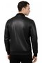 Black Tiger Stone Detailed Slim Fit Lycra College Collar Men's Faux Leather Jacket 2600927 - 6