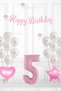Pink Ribbon Balloon Pink Ribbon White Balloon Birthday Set with Ribbon Pink Heart Star 5 Years Old
