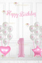 Pink Ribbon Balloon Pink Ribbon White Balloon Birthday Set with Ribbon Pink Heart Star 1 Year Old