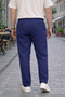 Men's Navy Blue Relaxed Fit 100% Pure Linen Trousers - 4