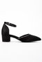 Women's Black Satin Stone Detailed Pointed Toe Ankle Strap Short Heeled Comfortable Stylish Evening Dress Shoes - 5