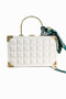 Stylish Handbag with Metal Handle and Quilted Detail