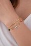 Gold Steel 1St Classy Italian and Heart Detailed Double Chain Colorful Women's Bracelet