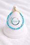 Handmade Natural Charm Women's Bracelet with Stainless Steel Chain, Turquoise Bead Design - 2