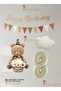 Retro Happy Birthday Written Bear Balloon Set - Retro Cloud - Retro Raka - Retro Flag Written 8 Years Old