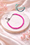 Handmade Natural Pink Stone Women's Bracelet with Stainless Steel Extension Chain, Adjustable - 2