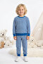 Boy's Blue Striped Cotton Pajama Set – Long Sleeve, Bottom and Top Set - 2