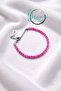 Handmade Natural Pink Stone Women's Bracelet with Stainless Steel Extension Chain, Adjustable - 3