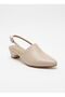 Closed Front Open Heel Low Heel Beige Women's Shoes - 3